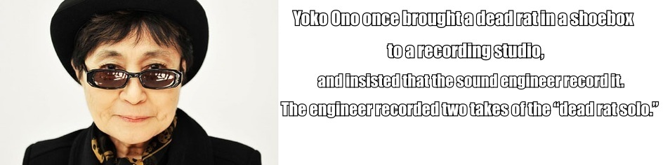 sunglasses - Yoko Ono once broughtadeadratina shoebox toarecording studio and insisted that the sound engineer record it. The engineer recorded two takes of the leadrat solo."