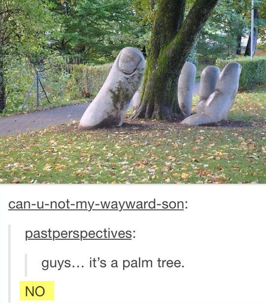tree statue - canunotmywaywardson pastperspectives guys... it's a palm tree. No