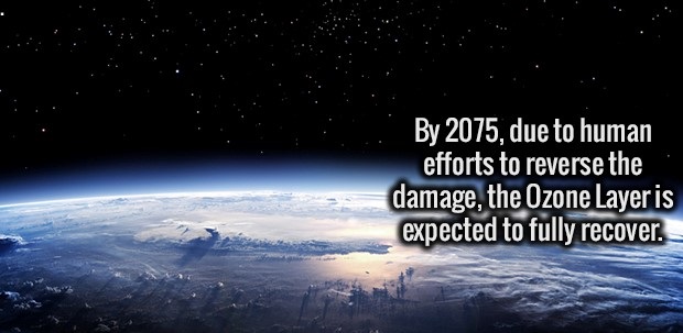 earth from space - By 2075, due to human efforts to reverse the damage, the Ozone Layer is expected to fully recover.