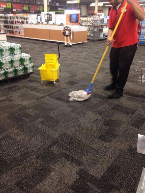 mopping carpet