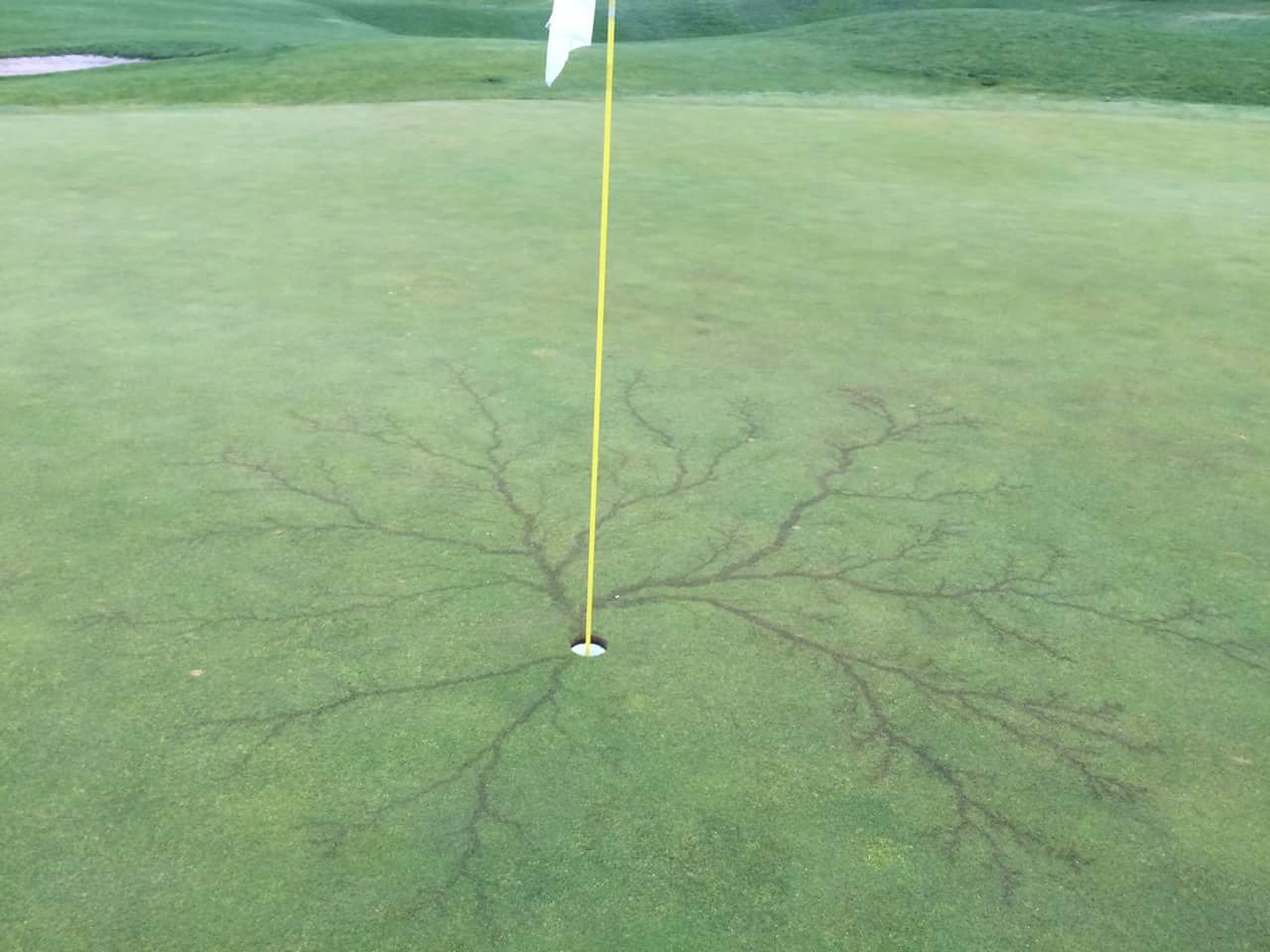 This flagstick at a golf course in Utah got hit by lightning