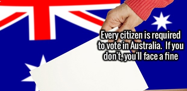 flag - Every citizen is required to vote in Australia. If you don't, you'll face a fine