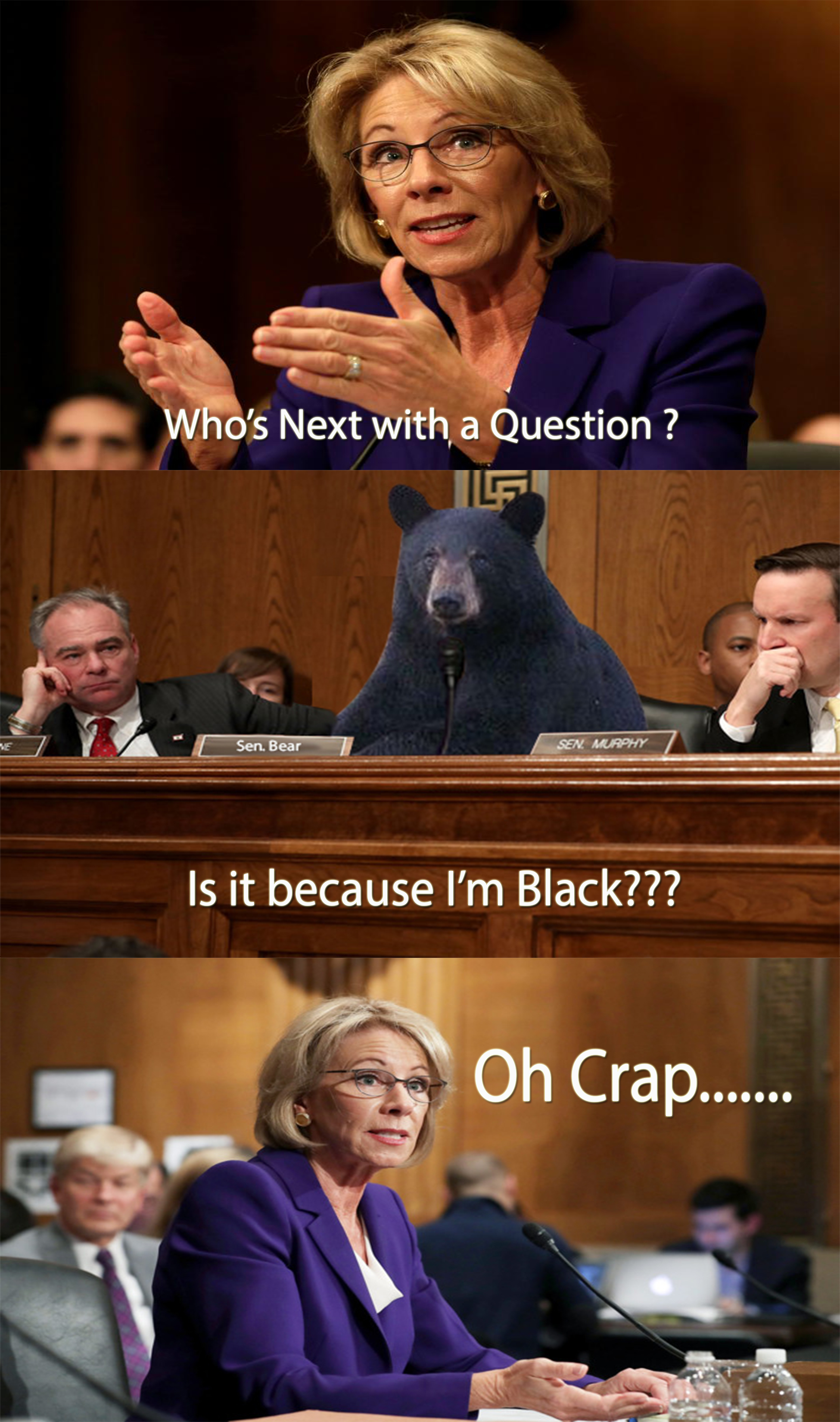 She Does not know Mr. Bear from Beartown is in the building and has some questions that need to be answered!