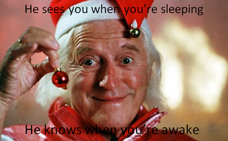 he sees you when your sleeping
he knows when your a