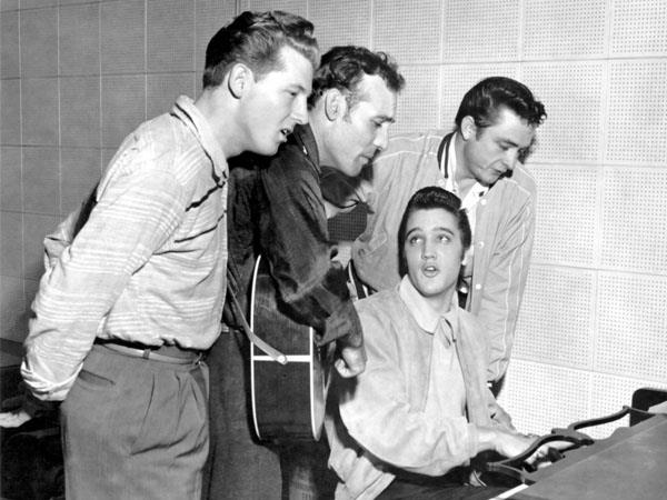 Jerry Lee Lewis, Carl Perkins, Elvis Presley and Johnny Cash