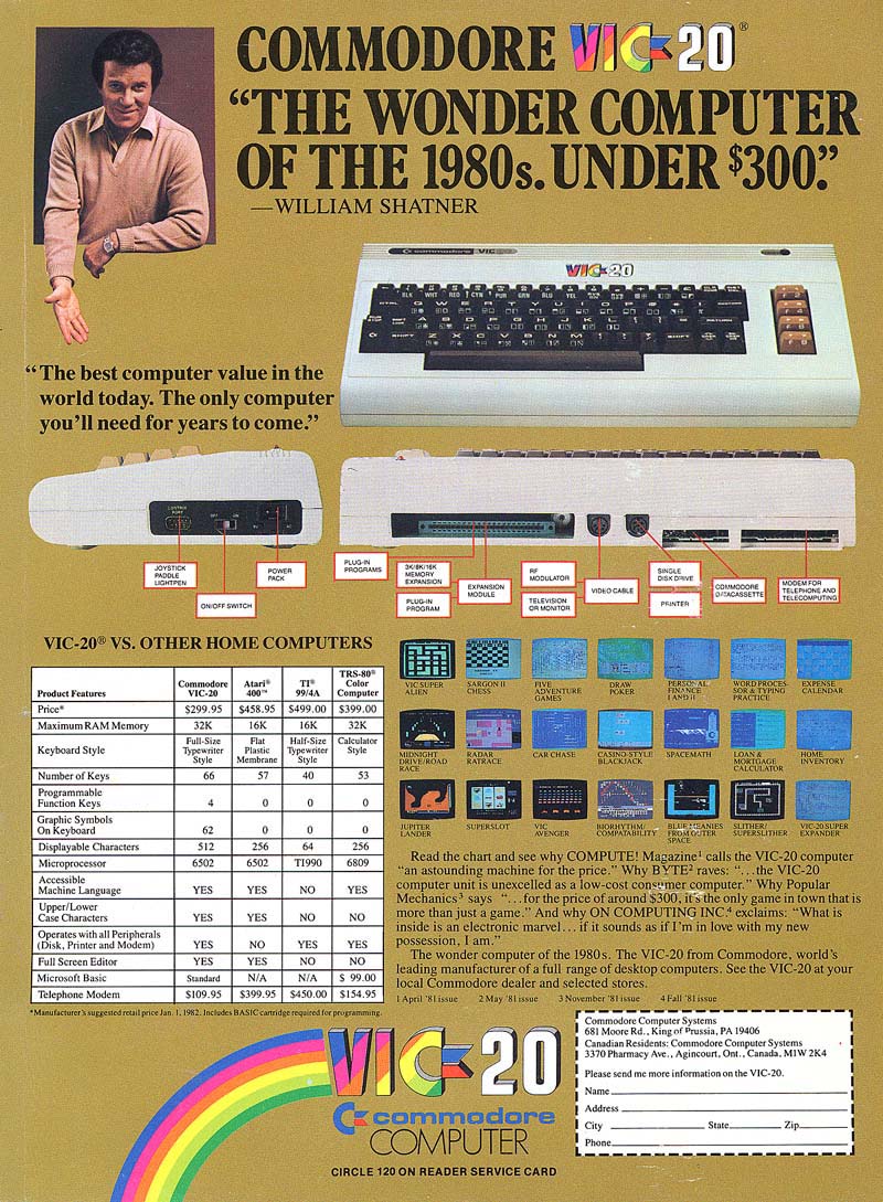 vintage computer ads - commodore vic 20 ad