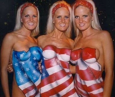 Why bother with clothes when you have 2 friends and body paint?