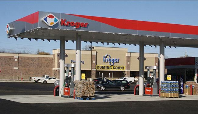 Kroger gas station and a supermarket behind it that is coming soon.