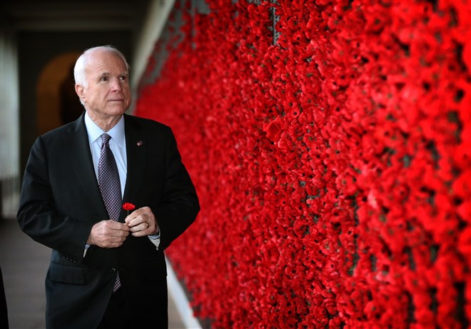 McCain looks at the Roll of Honor at the Australian War Memorial in Canberra, Australia, on May 29, 2017.