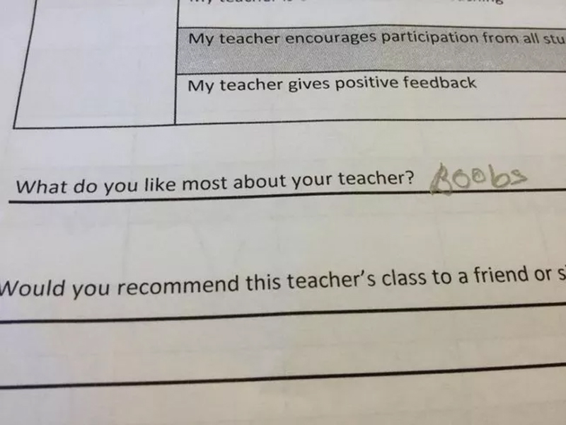 do you like most about your teacher - My teacher encourages participation from all stu My teacher gives positive feedback What do you most about your teacher? Nould you recommend this teacher's class to a friend or s