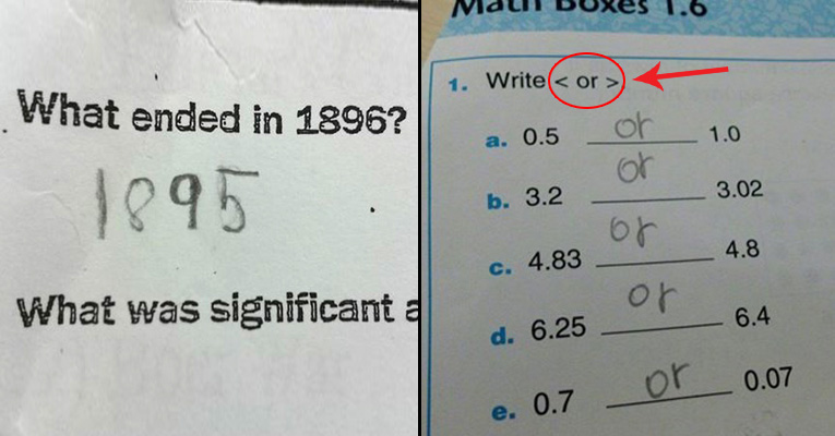funniest kid test answers - Mall BBxes 1.6 What ended in 1896? 1. Write a. 0.5 or 1.0 3.02 1895 6. 4.83 or 48 4.8 c. 4.83 What was significant a 6.4 d. 6.25 or 0.07 e. 0.7