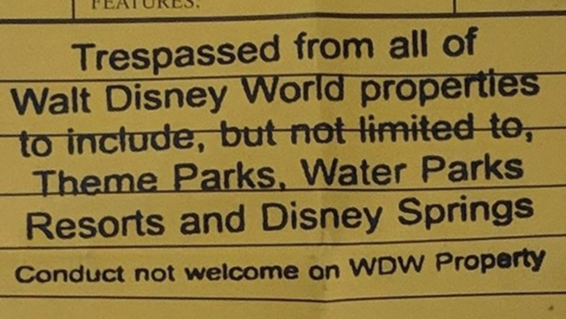 He is hereby banned from Disney Parks.
