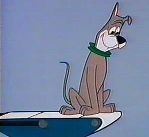 ASTRO!!! He appeared in the 4th episode of the Jetsons when Elroy found him and had to convince his dad to let the family keep him.