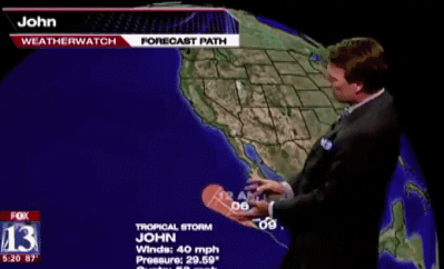 funny weatherman gif - John Weatherwatch Forecast Path 09 13 Tropcal Storm John Winda 40 mph Pressure 20.50 520 87