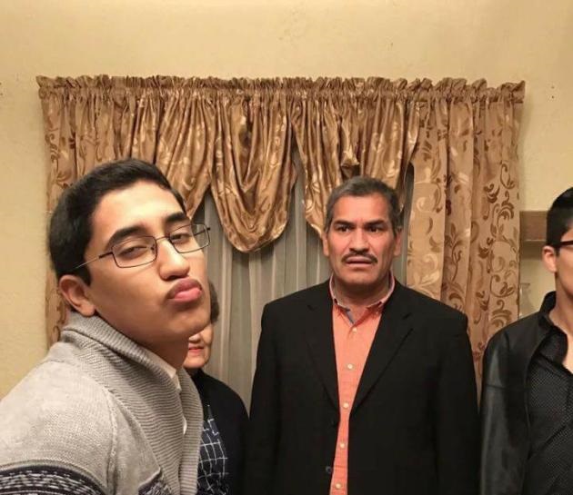 funny meme about a dad's reaction to son's duckface
