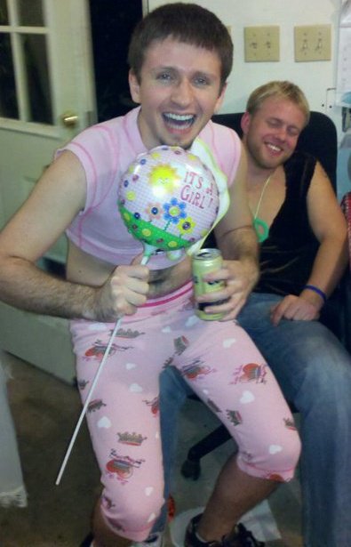 Drunk guy in little girls pajamas