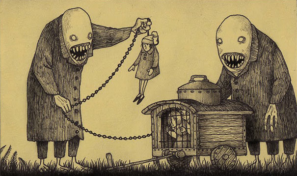 Creepy Monsters Drawn On Sticky Notes