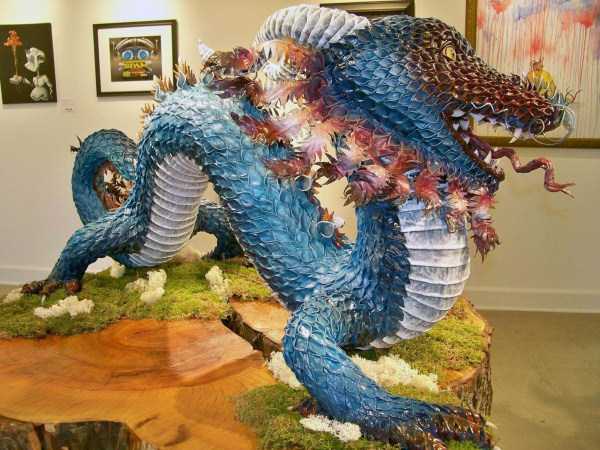 Totally Badass Dragon Made From Recycled Materials