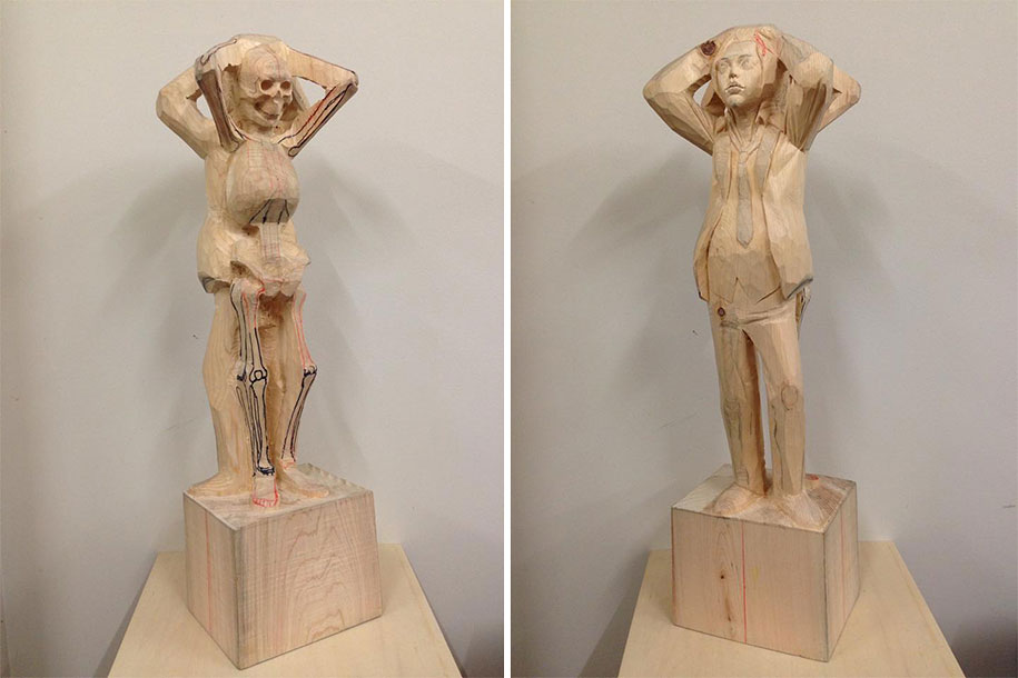 Japanese Artist Turns Wood Into Twelve-Faced Girl