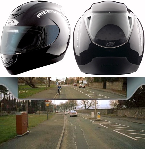 Helmet with built in rear-view camera