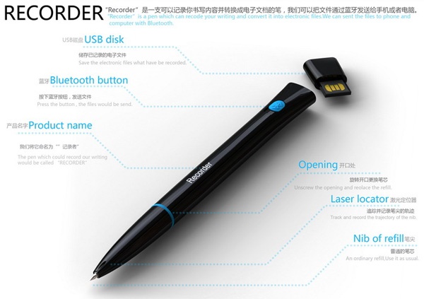 Pen converts everything you write into an electronic file that can be sent to your phone or copied to your computer