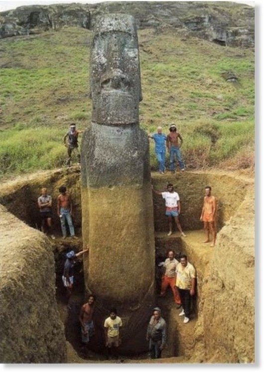 The heads on Easter Island have bodies, as discovered in 2012. The soil around the bodies have kept them in exceptional condition.