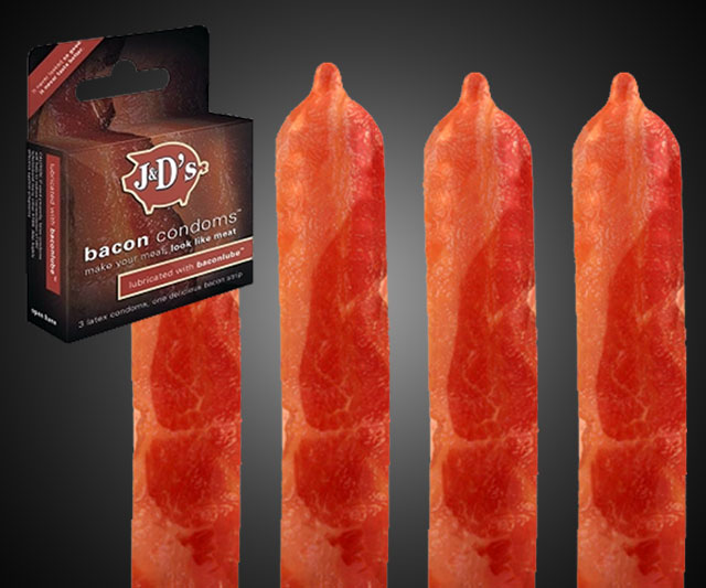 9.99 on store.baconsalt.com... Bacon condoms. Flavored and patterned