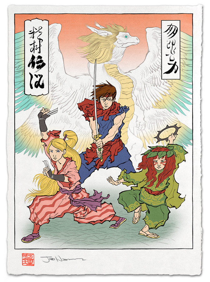 Video Game Characters As Classic Ukiyo-e Paintings - 'Secret of the Spirit Tree'- Secret of Mana
