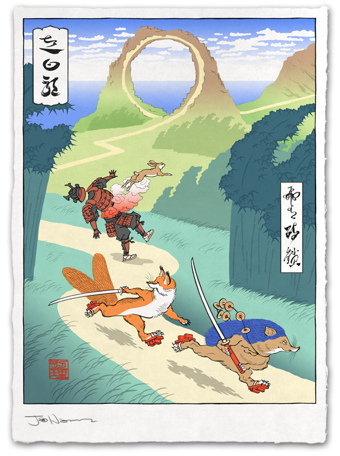 Video Game Characters As Classic Ukiyo-e Paintings - 'Swift Kill'- Sonic the Hedgehog
