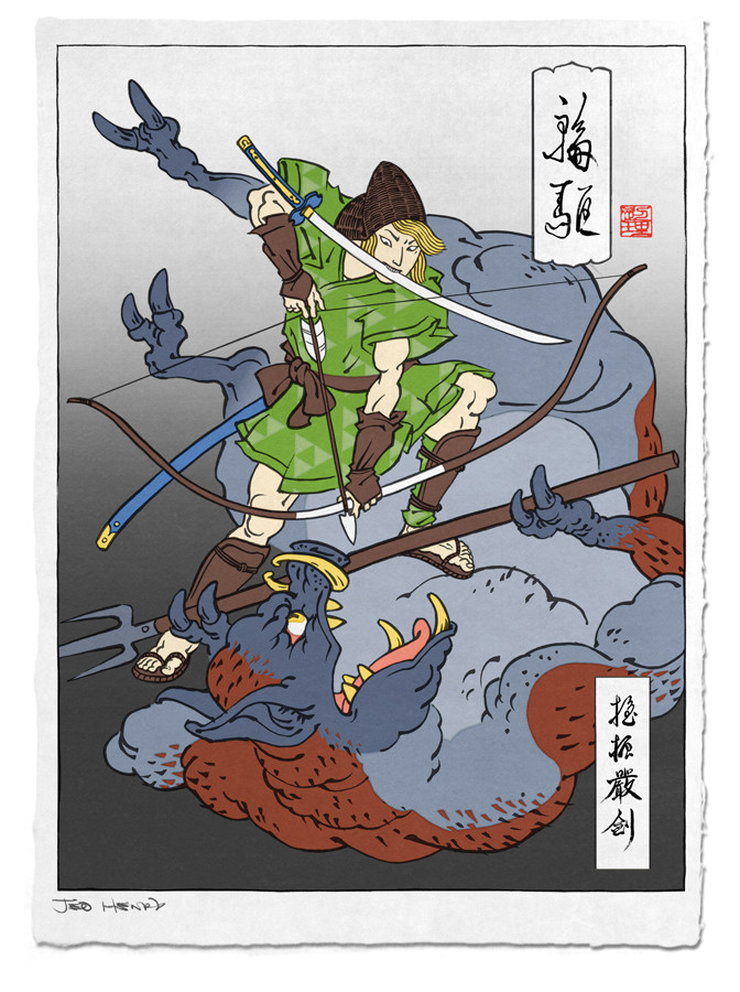 Video Game Characters As Classic Ukiyo-e Paintings - 'The Last Arrow'- The Legend of Zelda