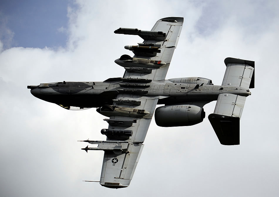 An A-10 Thunderbolt II does a show of force maneuver after locating a simulated downed pilot during RED FLAG-Alaska 13-3, Aug. 22, 2013, at Eielson Air Force Base, Alaska.