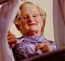 Mrs. Doubtfire 1993Mrs. Doubtfire: "Sink the sub. Hide the weasel. Park the porpoise. A bit of the old Humpty Dumpty, Little Jack Horny, the Horizontal Mambo, hmm? The Bone Dancer, Rumpleforeskin, Baloney Bop, a bit of the old Cunning Linguistics?"Stu: "Mrs. Doubtfire, please."Mrs. Doubtfire: "Oh, dear, now I'm sorry, am I being a little graphic? I'm sorry. Well, I hope you're up for a little competition. She's got a power tool in the bedroom, dear. It's her own personal jackhammer. She could break sidewalk with that thing. She uses it and the lights dim, it's like a prison movie. Amazed she hasn't chipped her teeth...I hope you bring cocktail sauce. She's got the crabs, dear, and I don't mean Dungeness."