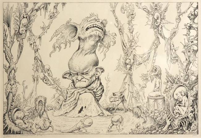 Johfra Draak drew this in 1967, depicting a schizophrenic Dante's Inferno.