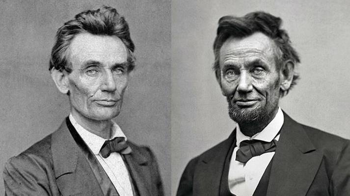 Abe Lincoln - before the Civil War, and after.