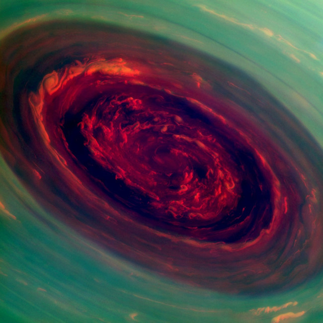 The Eye of Saturn: This massive anomaly on the north pole of Saturn has a lot of people scratching their heads. Some have scrutinized photos of the Eye of Saturn and noticed geometric shapes and patterns, leading to some suggestions of a strange mythological power at the center of the eye.