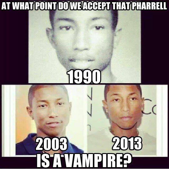 pharrell doesn t age - At What Point Do We Accept That Pharrell 1990 2003 2013 Is Avampire