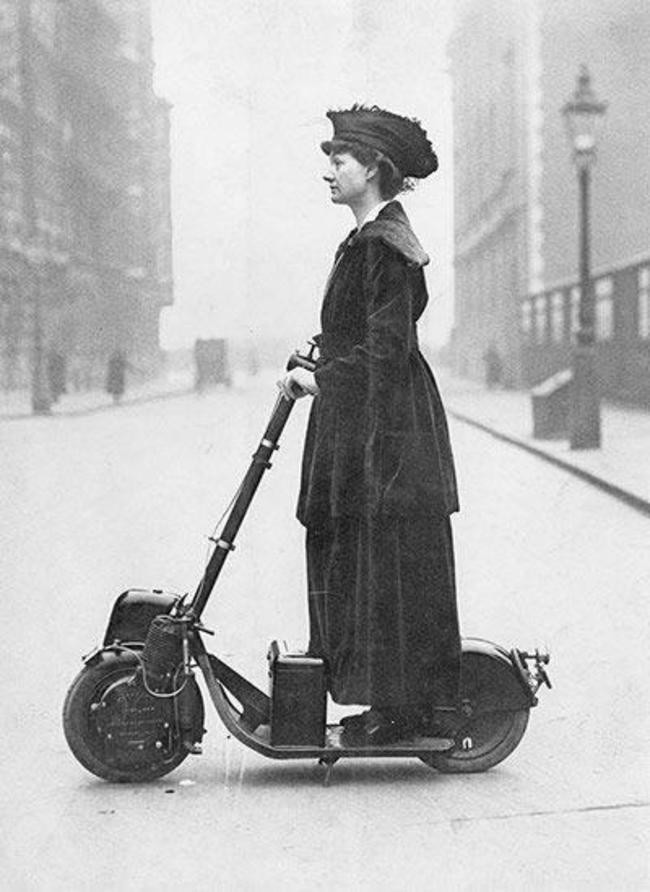 People looked silly on scooters in 1916.
