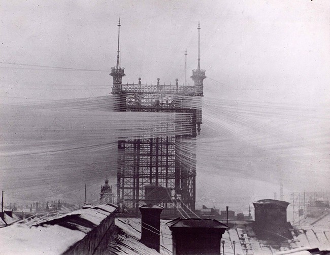 Before they figured out a better system, this is how the 5,000 phone line connections looked in Stockholm in 1890.