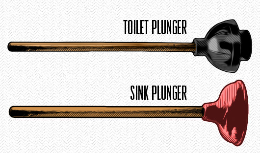 The correct plunger: "I was disgracefully hung-over, and my brother had stacked all his clothes on the toilet. Tried pushing some breakfast down, and it noped out fast as I swallowed it. Instead of chucking his clothes on the foor, I risked crapping my pants and just threw up in the sink. TL;DR a plunger really would have helped."