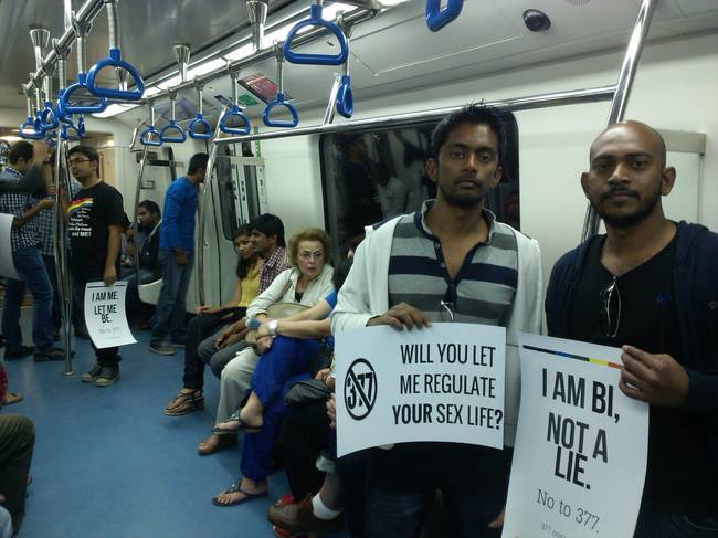 This demonstration in the Bangalore metro for pro-LGBT rights.