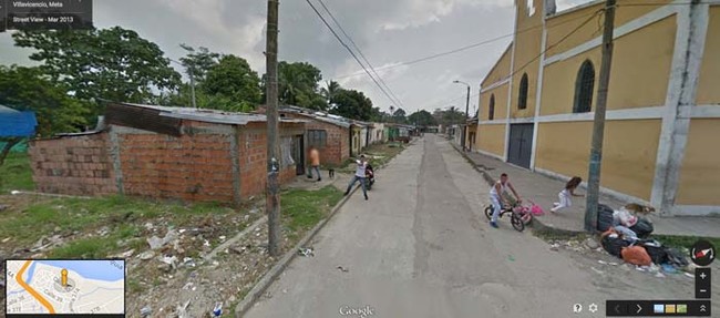 Opening fire on the Google Street View car in Colombia.