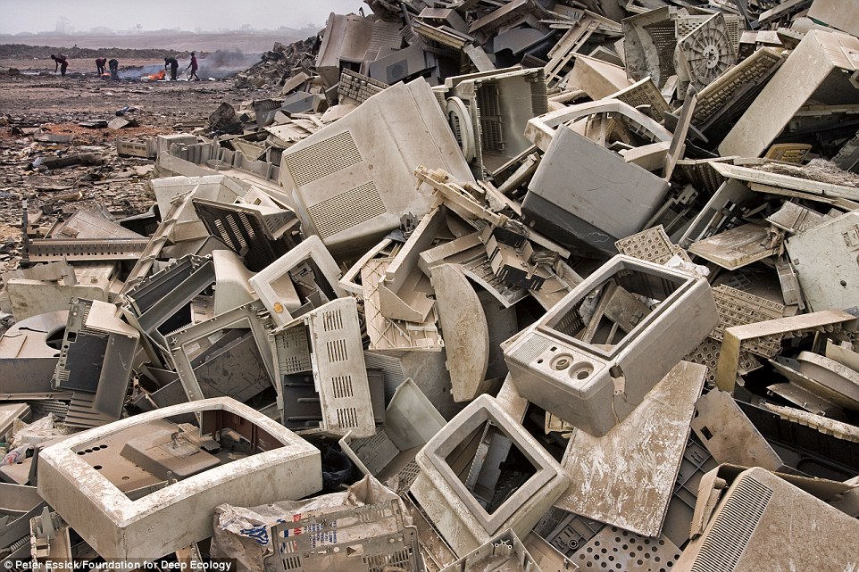 Massive quantities of waste from obsolete electronic devices are often shipped to the third world for sorting and disposal, this photo was taken in Accra, Ghana.