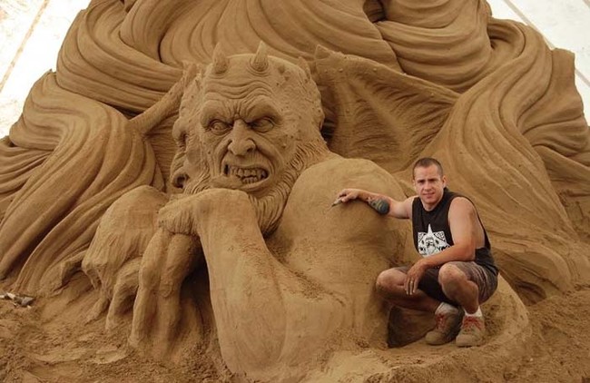 This Man's Disturbing Sand Castle...