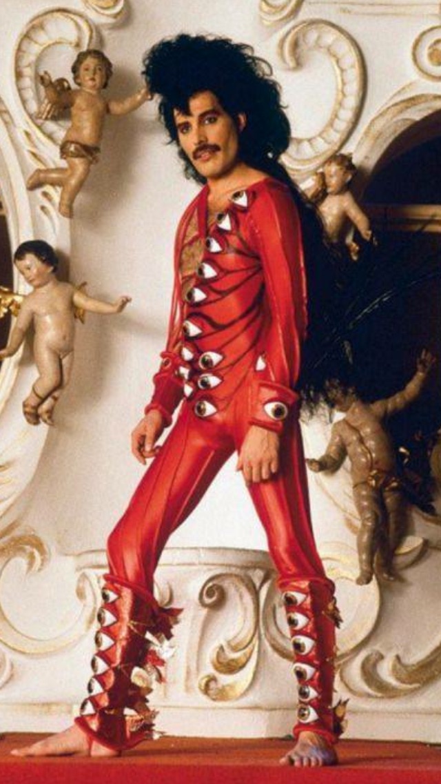 Freddie Mercury wearing the best suit ever in the 1980s