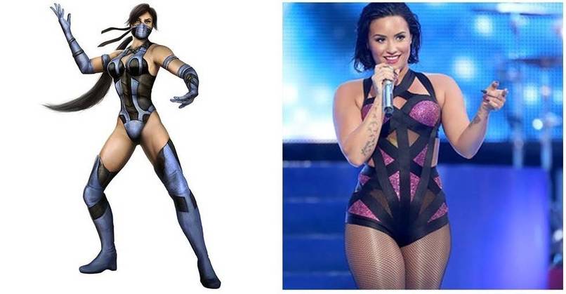Demi was working it out as Kitana from Mortal Kombat.