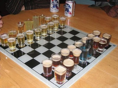 Chess Shots: Simple, easy, vom-inducing. Play chess, but every time a piece goes, you shot what’s in the glass. Be careful with this one, it can end pretty quickly if played by shot amateurs.