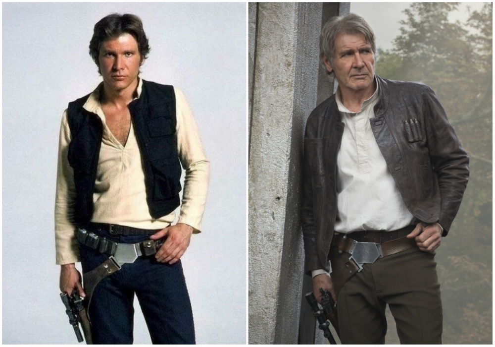 Harrison Ford (Han Solo), 1980 and 2015