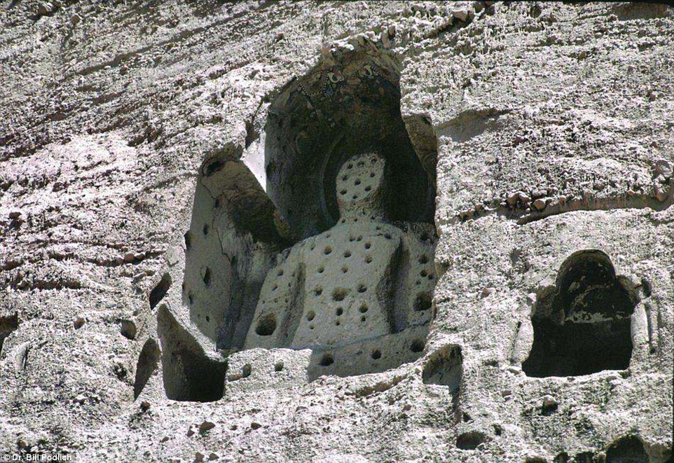 A Buddha statue in Bamiyan Valley, two larger ones of these were destroyed by the Taliban in 2001.