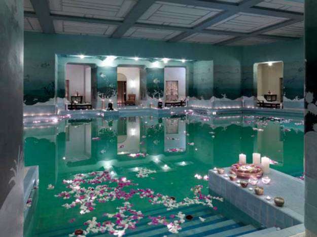 Or, if you really want to get romantic, take a dip in the Zodiac Pool, perpetually filled with fresh floating rose pedals.