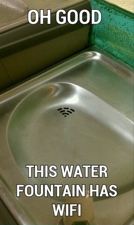 funny memes wifi - Oh Good ha This Water Fountain Has Wifi